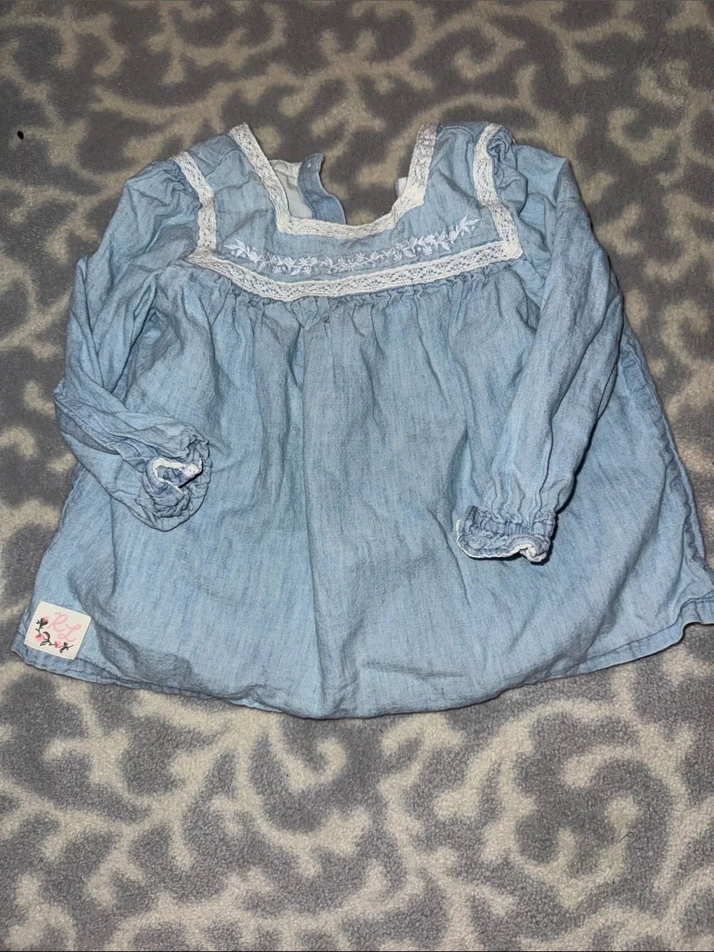 🩵RL🩵 EUC 24m Chambray Top & Ribbed Legging Set. Adorable - like new!